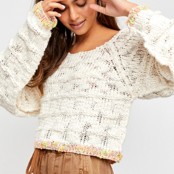 Free People West Palm Beach Sweater Slouchy Oversized Knit Ivory Sm Md & Lg NWT - Picture 14 of 14